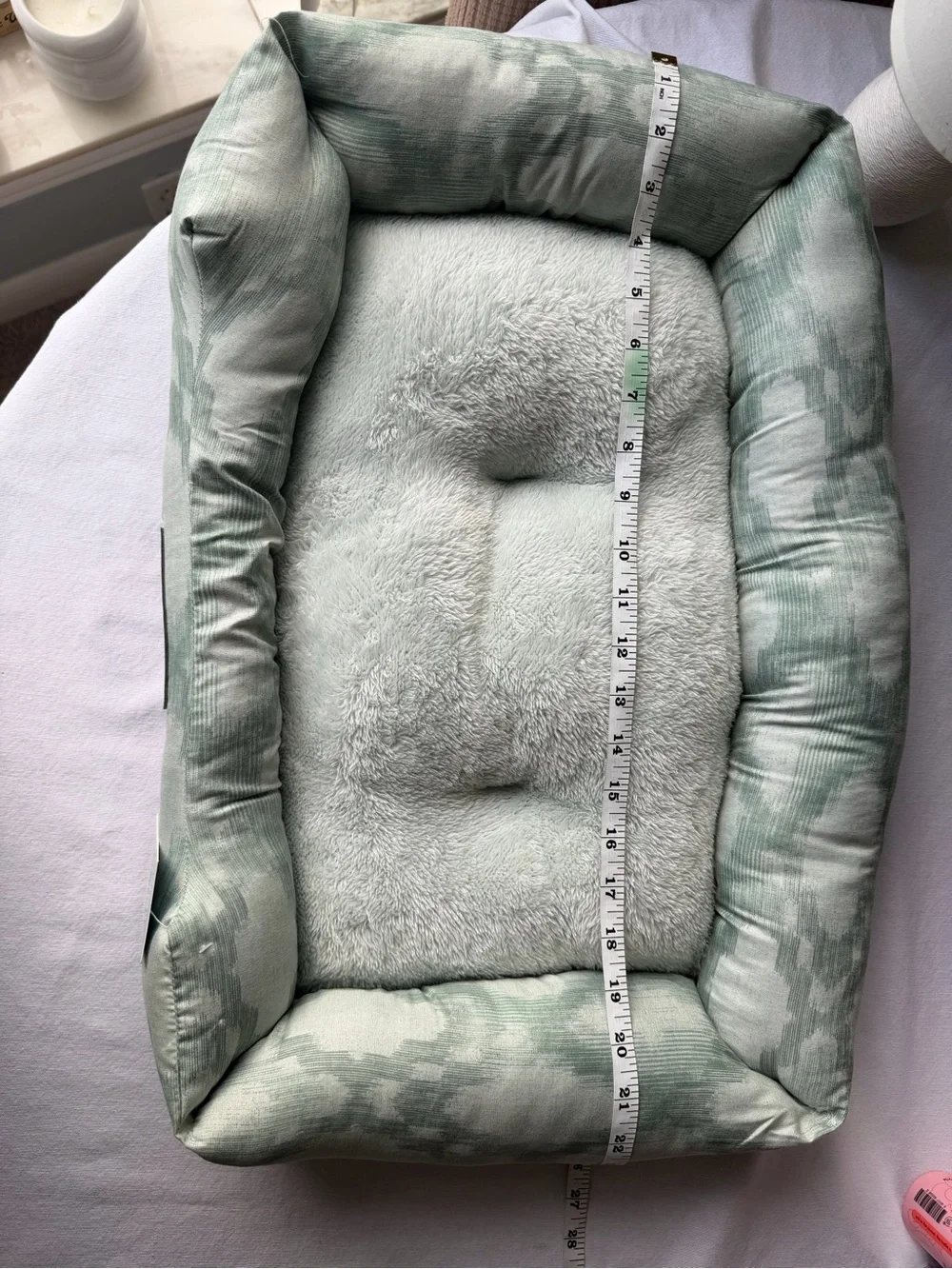 Boppy Sage Green Plush Pet Bed with Bolstered Sides